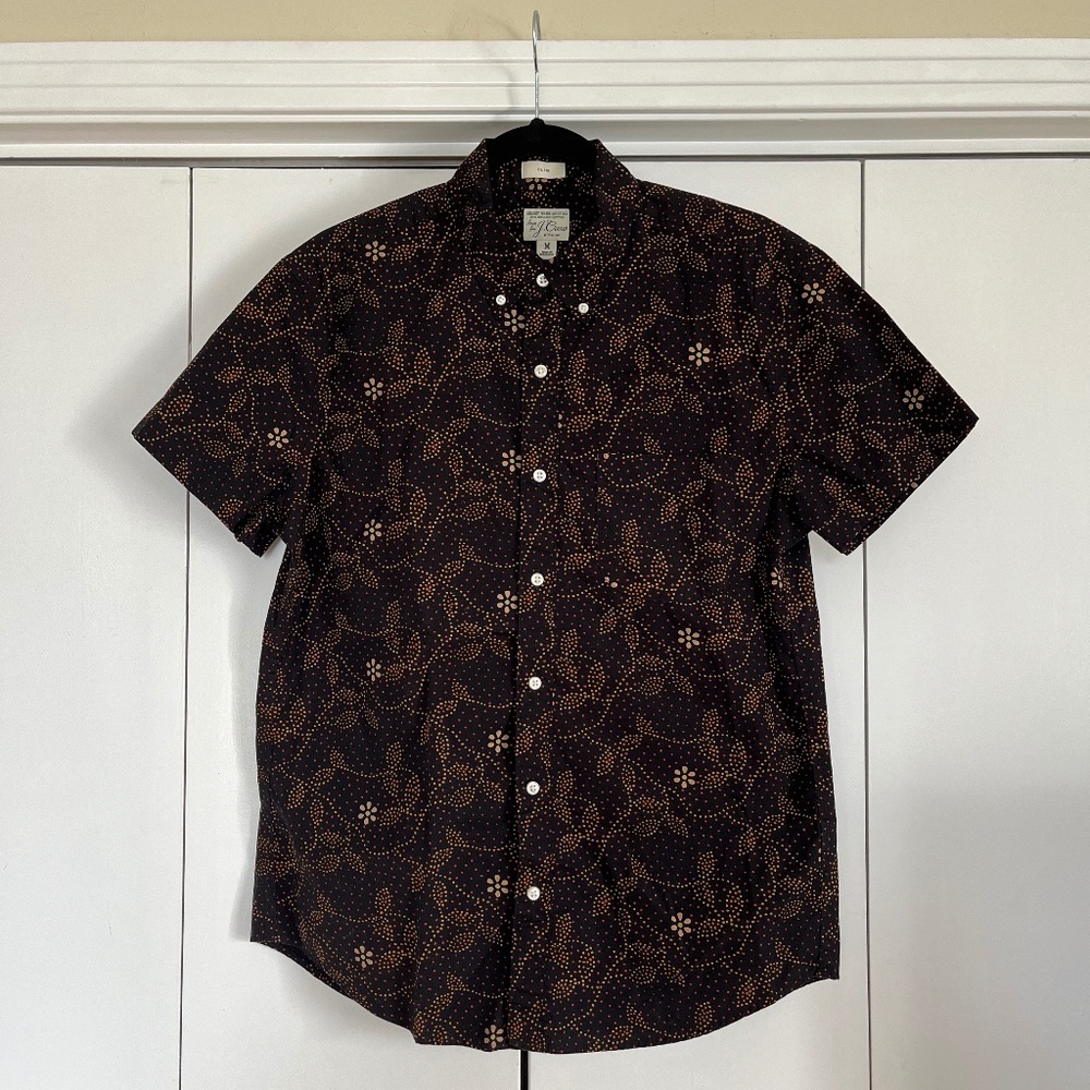 J. Crew Patterned Slim SS Secret Wash Casual Shirt Medium